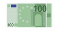 One hundred euro banknote. Green paper 100 euro money, europe cash simple design, world global currency, bank financial Royalty Free Stock Photo