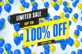 100 one hundred Percent off sale discount shopping banner. frame shop