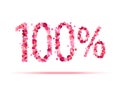 100 one hundred percent. Pink rose petals