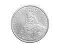 One hundred Polish zloty coin on a white isolated background Royalty Free Stock Photo