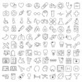 One hundred thin line icons set