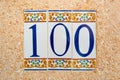 100 (one hundred) tile numbered