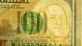 One hundred US dollars close-up with watermark. Royalty Free Stock Photo