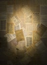 One hundred year old letters and writings on antique sepia paper handmade by photographer backgrounds and textures