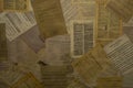 One hundred year old letters and writings on antique sepia paper handmade by photographer backgrounds and textures