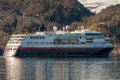 One of the hurtigrutens vessel inside the fjord