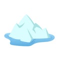 One iceberg floating in the sea, tip of the iceberg. Landscape design element in flat style. Flat vector illustration