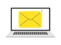 One incoming message on laptop, open message icon, notification. Vector Royalty Free Stock Photo
