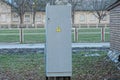 One iron gray rectangular electric box