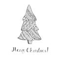 Isolated Christmas Tree with Pattern and Lettering Royalty Free Stock Photo