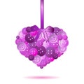 One isolated pink heart from color buttons Royalty Free Stock Photo