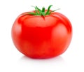 One juicy red tomato isolated on white background