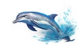 one jumping dolphin is isolated on a white background. Mammal marine animal. Royalty Free Stock Photo