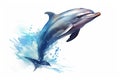 one jumping dolphin is isolated on a white background. Mammal marine animal. Royalty Free Stock Photo