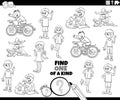 one of a kind activity with cartoon children and teens coloring page