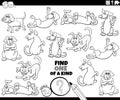 one of a kind activity with cartoon dogs coloring page Royalty Free Stock Photo