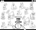 One of a kind game with animal on Christmas coloring page Royalty Free Stock Photo