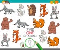 One of a kind game with cartoon animal characters Royalty Free Stock Photo