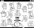 one of a kind game with cartoon cats coloring page Royalty Free Stock Photo