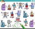 One of a kind game with cartoon robot characters Royalty Free Stock Photo