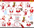 One of a kind game with cartoon Santa characters Royalty Free Stock Photo