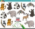 One of a kind game for children with cartoon animals Royalty Free Stock Photo