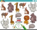 One of a kind game for children with cartoon animals Royalty Free Stock Photo