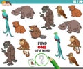 One of a kind game for children with cartoon animals Royalty Free Stock Photo