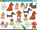 One of a kind game for children with cartoon purebred dogs Royalty Free Stock Photo