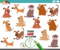 One of a kind game for children with comic dogs Royalty Free Stock Photo