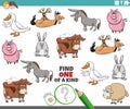 One of a kind game for children with farm animals Royalty Free Stock Photo