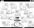 one of a kind game with comic cats coloring page Royalty Free Stock Photo