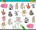 One of a kind game with farm animal characters Royalty Free Stock Photo