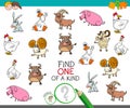 One of a kind game with funny farm animal characters Royalty Free Stock Photo