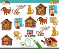 One of a kind game for kids with dogs animals Royalty Free Stock Photo