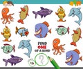 One of a kind game for kids with sea animals Royalty Free Stock Photo