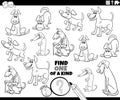 one of a kind task with cartoon dogs coloring page Royalty Free Stock Photo