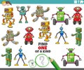 One of a kind task with cartoon robot characters Royalty Free Stock Photo