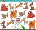 One of a kind task for children with cartoon dogs Royalty Free Stock Photo