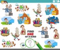 One of a kind task for children with cartoon proverbs Royalty Free Stock Photo