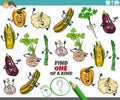 One of a kind task for children with cartoon vegetables Royalty Free Stock Photo