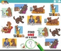 One of a kind task with funny cartoon dogs Royalty Free Stock Photo