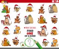 One of a kind task for kids with pets on Christmas time Royalty Free Stock Photo