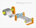 Illustration show for Rolled Steel Slitting machine in manufacturing process factory industrial