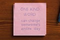 One kind word written on a note