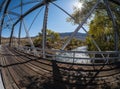 One lane bridge, extreme wide angle Royalty Free Stock Photo