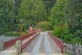 The one lane bridge on Lake Junaluska`s Dam in Asheville, Haywood County, North Carolina