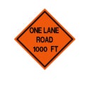 One Lane Road 1000 FT Traffic Road Sign ,Vector Illustration Royalty Free Stock Photo