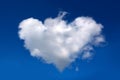 One large white cloud in the shape of a heart in the blue sky. Royalty Free Stock Photo