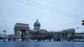 St. Petersburg, Russia, December 16, 2023. View of the Kazan Cathedral on a cloudy winter day.